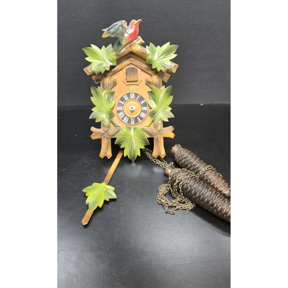 Vintage Schatz 8-Day German Cuckoo Clock Weights Pendulum & Carvings For Parts